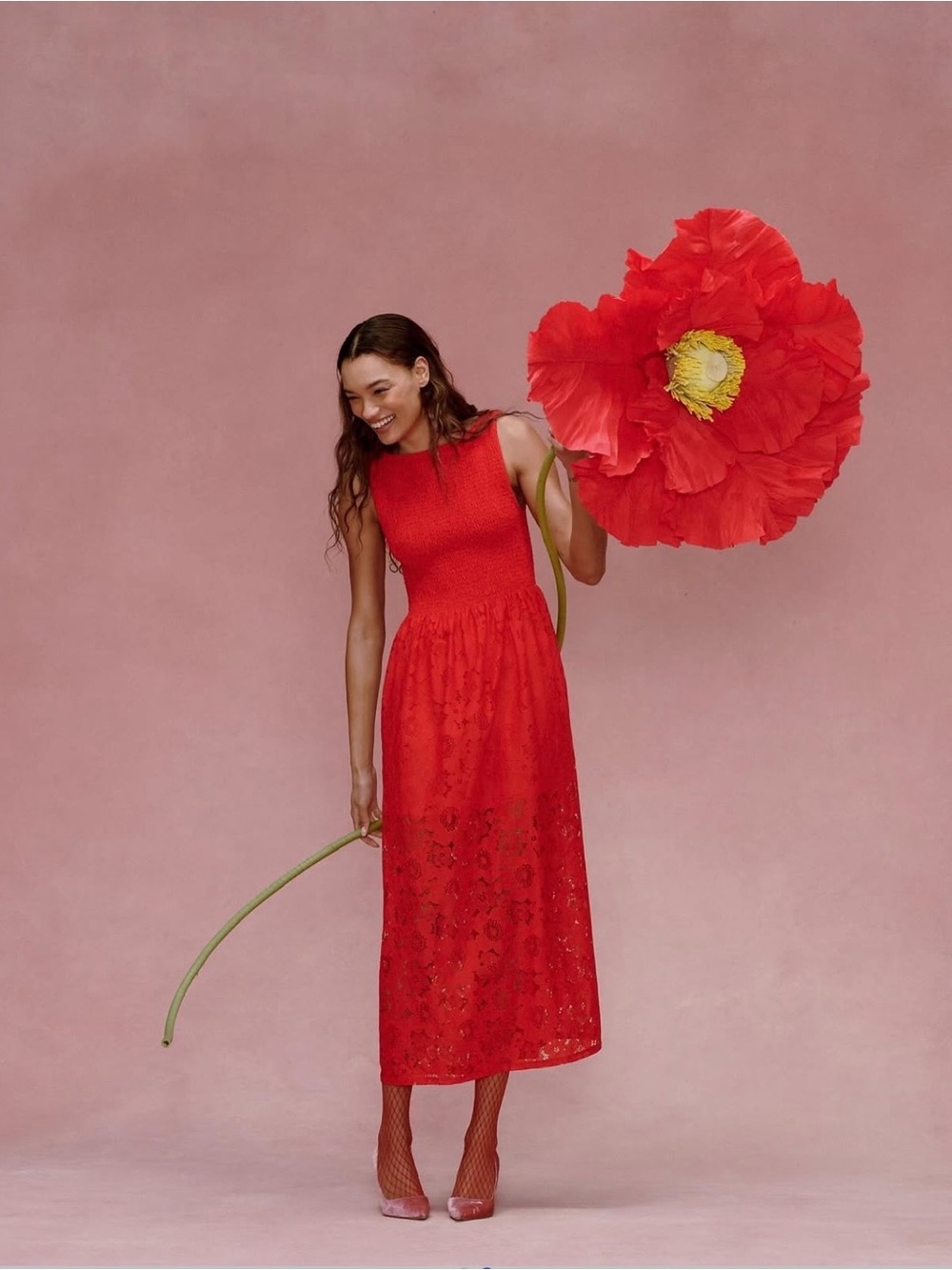 The Cosima Nap Dress ® in Poppy Red Floral Lace - NWOT